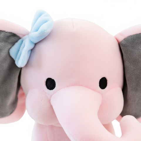 Kawaii Elephant Plush Face Close-up