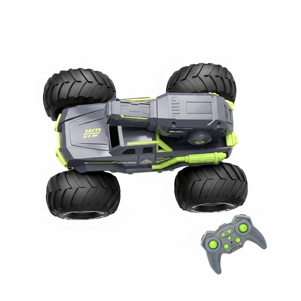 RC Monster Truck Flat Lay with Remote
